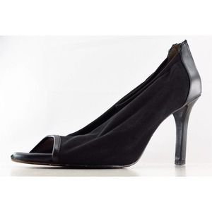 Tahari Peep Toe Black Fabric Women Shoes‎ Size 7.5 Medium